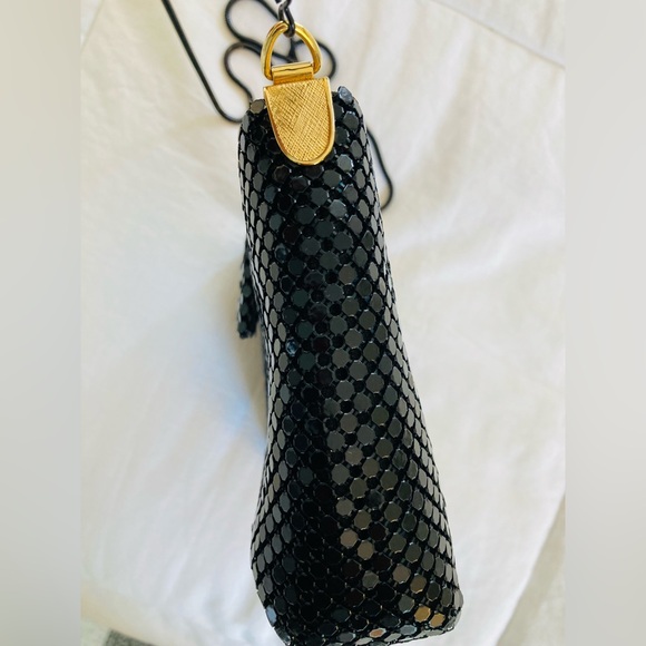 Evening Bag/ Black Metal Mesh / Snap Closure - Picture 4 of 8